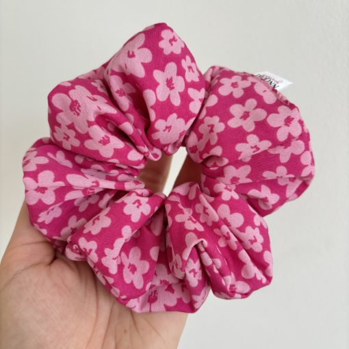 Pink floral scrunchie (L)