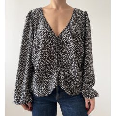 H&M fekete virágos felső