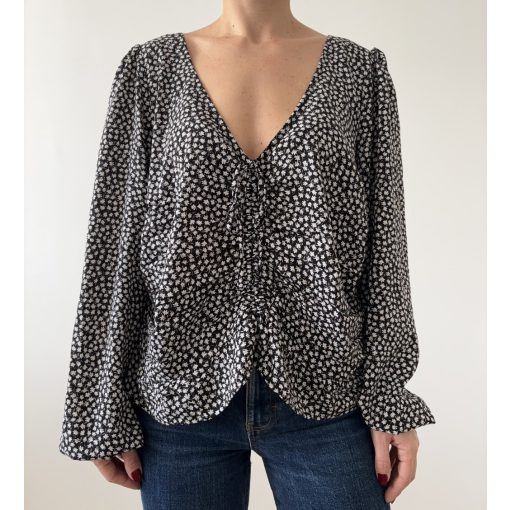 H&M fekete virágos felső