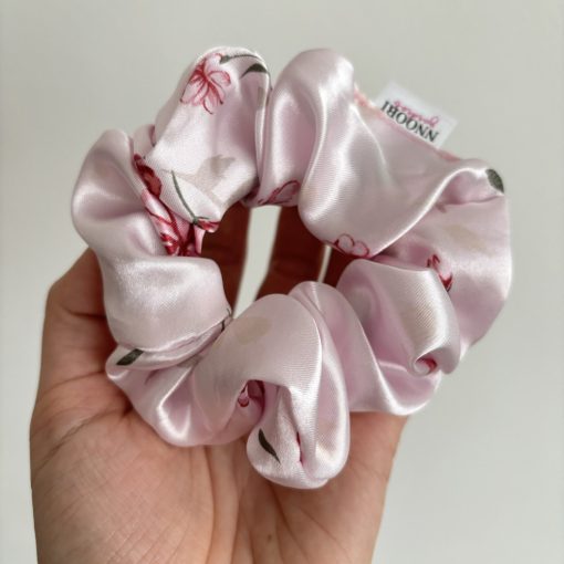 Baby pink floral scrunchie