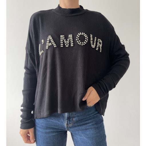H&M fekete gyöngyös pulóver