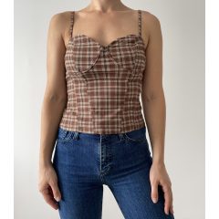 H&M barna kockás top