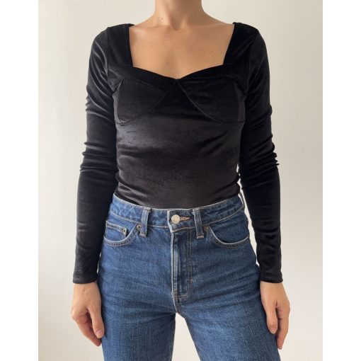 Primark fekete bársony body