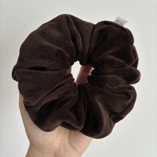 Chocolate brown velvet scrunchie (L)