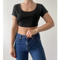 Shein fekete crop póló