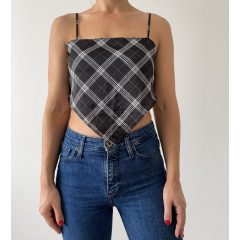 H&M fekete kockás top