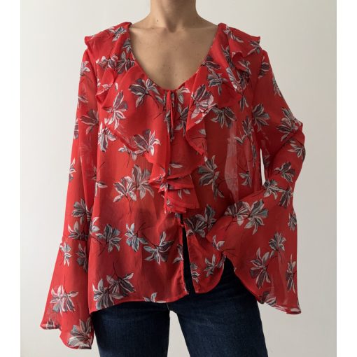 Primark piros virágos felső