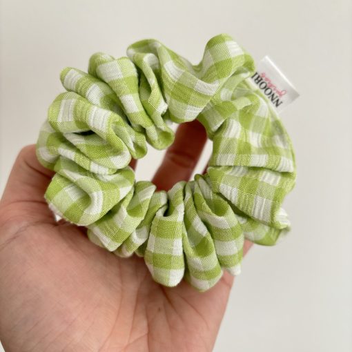 Green checkered scrunchie