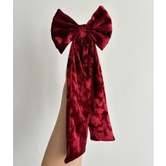 Wine red velvet bow (L)
