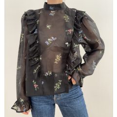 H&M fekete virágos blúz