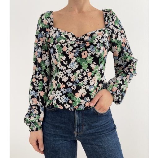 H&M fekete virágos felső